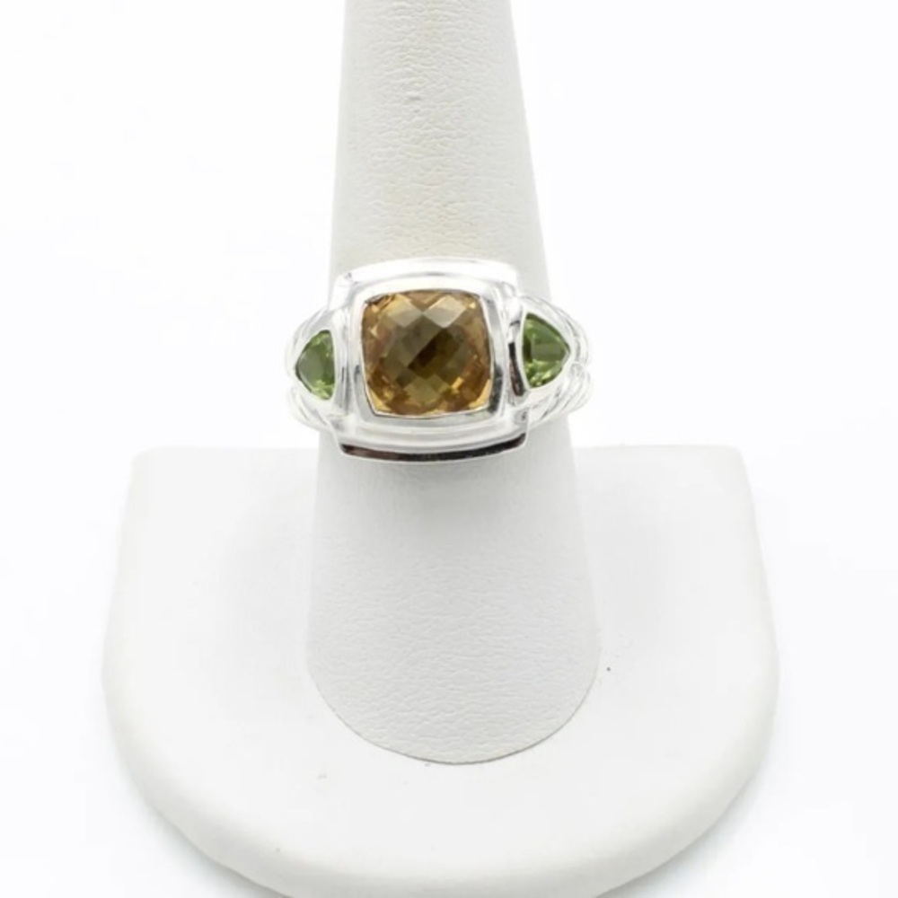 - Judith Ripka sterling silver peridot citrine ring